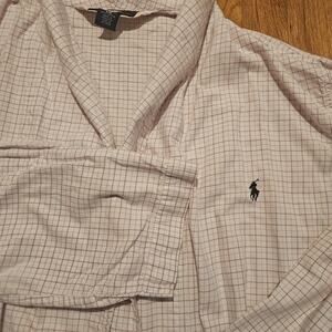 Polo Ralph Lauren Robe Mens Small / Medium White Plaid Cotton Belted Lounge